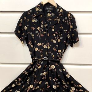 Vintage Karen Kane Lifestyle Button Up Floral Flare Midi Dress